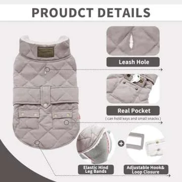 KYEESE Dog Coats Warm Dog Jacket Winter Cozy Windproof Padded Sherpa Dog Outfits for Small Dogs with Furry Collar Dog Clothes, Beige,M