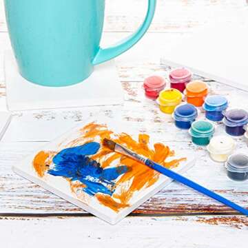 COYMOS Ceramic Tiles for Crafts Coasters, 12Pcs Blank Coasters Unglazed Ceramic White Tiles for Painting, Alcohol Ink, Acrylic Pouring - Make Your Own Coasters - Cork Backing Pads Included (4x4 inch)