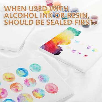 COYMOS Ceramic Tiles for Crafts Coasters, 12Pcs Blank Coasters Unglazed Ceramic White Tiles for Painting, Alcohol Ink, Acrylic Pouring - Make Your Own Coasters - Cork Backing Pads Included (4x4 inch)