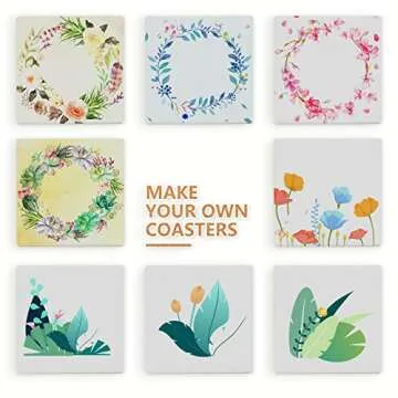 COYMOS Ceramic Tiles for Crafts Coasters, 12Pcs Blank Coasters Unglazed Ceramic White Tiles for Painting, Alcohol Ink, Acrylic Pouring - Make Your Own Coasters - Cork Backing Pads Included (4x4 inch)
