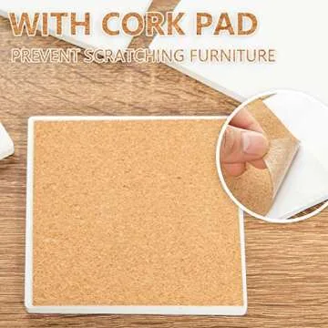 COYMOS Ceramic Tiles for Crafts Coasters, 12Pcs Blank Coasters Unglazed Ceramic White Tiles for Painting, Alcohol Ink, Acrylic Pouring - Make Your Own Coasters - Cork Backing Pads Included (4x4 inch)