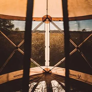 Gazelle Tents™, G5 5-Sided Portable Gazebo, Easy Pop-Up Hub Screen Tent, Waterproof, UV Resistant, 4-Person & Table, Desert Sand, 85" x 115" x 106", GG501DS