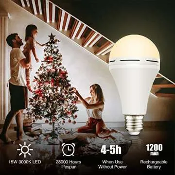 Neporal Emergency Rechargeable Light Bulbs Stay Light Up When Home Power Failure, 15W 80W Equivalent LED 1200mAh Self Charging Emergency Light Bulb for Power Outage, Camping, Tent (Warm White 4PK)