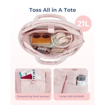 BAGSMART Puffer Tote Bag Lightweight Quilted Travel Work