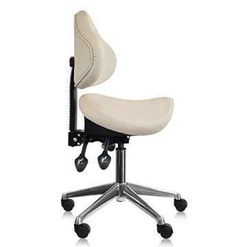 2xhome Adjustable Saddle Stool - Ergonomic Roll Chair