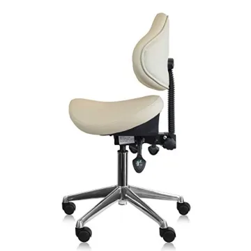 2xhome Adjustable Saddle Stool - Ergonomic Roll Chair