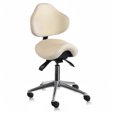 2xhome Adjustable Saddle Stool - Ergonomic Roll Chair