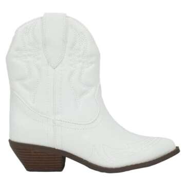 Soda Women Cowgirl Cowboy Western Stitched Ankle Boots Pointed Toe Short Booties Rigging-S (White, 7.5)