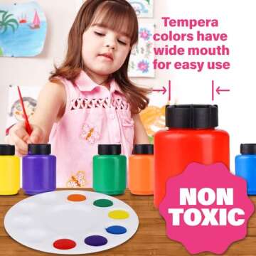J MARK Toddler Painting Set – 43 Piece Complete Toddler Paint Set, Spill Proof Paint Cups, Washable Paint for Toddlers, Painting Tools, Smock, Brushes and More