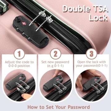 Karl home 3-Piece Luggage Set Travel Lightweight Suitcases with Rolling Wheels, TSA lock & Moulded C...