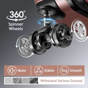 Karl home 3-Piece Luggage Set Travel Lightweight Suitcases with Rolling Wheels, TSA lock & Moulded Corner, Carry on Luggages for Business, Trip, Rose Gold (20"/24"/28")