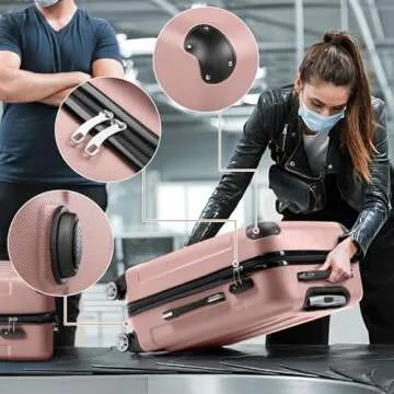 Karl home 3-Piece Luggage Set Travel Lightweight Suitcases with Rolling Wheels, TSA lock & Moulded Corner, Carry on Luggages for Business, Trip, Rose Gold (20"/24"/28")