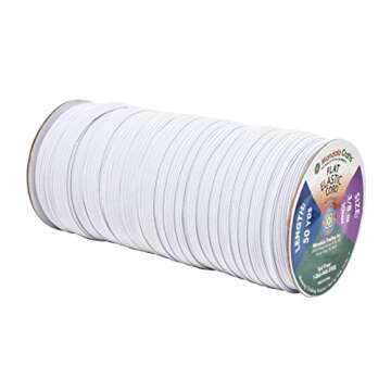 Mandala Crafts White Elastic Bands 3/8 Flat Elastic Cord Stretch Strap - 10mm 50 Yds Roll of Elastic Straps Braided Elastic Band - 3 8 Inch Elastics for Sewing and Elastic Crafting