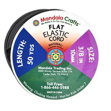 Mandala Crafts White Elastic Bands 3/8 Flat Elastic Cord Stretch Strap - 10mm 50 Yds Roll of Elastic Straps Braided Elastic Band - 3 8 Inch Elastics for Sewing and Elastic Crafting