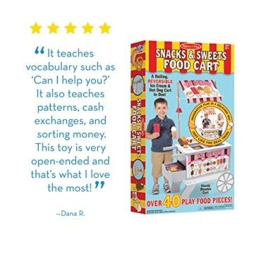 Melissa & Doug Wooden Snacks & Sweets Food Cart Playset