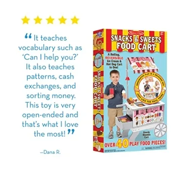 Melissa & Doug Wooden Snacks & Sweets Food Cart Playset