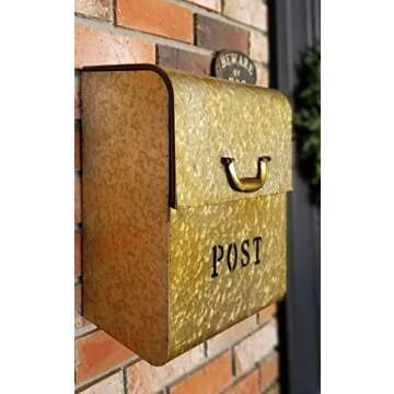 NACH CJ Large Wall Mount Mailbox with Stylish Powder Coating - Elegant Gold Finish, Rust Resilient, ...