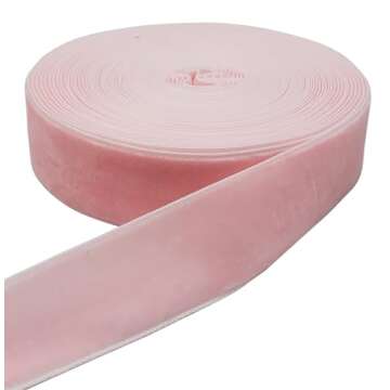 10 Yards Velvet Ribbon Spool in Pink - Soft Nylon for Crafting and Decorating