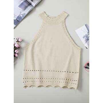 Asvivid Womens Sexy Sleeveless High Neck Cropped Tank Tops Trendy Cute Shirts Teen Girls Summer Halter Neck Crop Tops Apricot,S