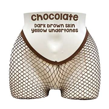 EVERYTHING CROPOVER V-Cut Skintone Glitter Fishnet Stockings | VCut Carnival Tights for Black and Brown Skin Women | Chocolate One Size (Medium Hole)