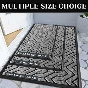 Yimobra Front Door Mat Outside Entrance, 29.5x17 Waterproof Outdoor Indoor Welcome Mat, Heavy Duty Doormat, Low Profile, Non Slip Garge Porch Entryway Mat, Easy Clean, Grey