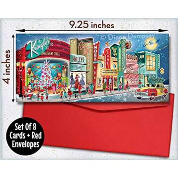 Vintage Main Street Christmas Cards, Package of 8