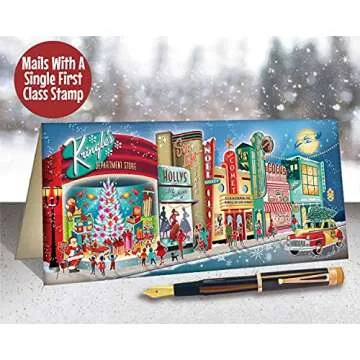 Vintage Main Street Christmas Cards, Package of 8