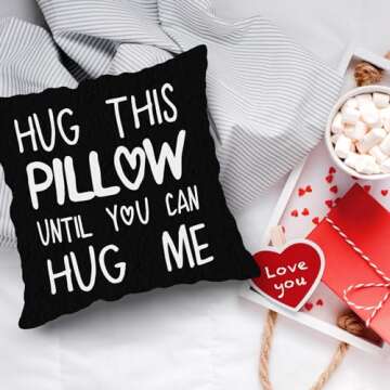 Sufamb Hug This Pillow Until You Can Hug Me Throw Pillow Covers, 18 x 18 Pillow Case, for Boyfriend ...