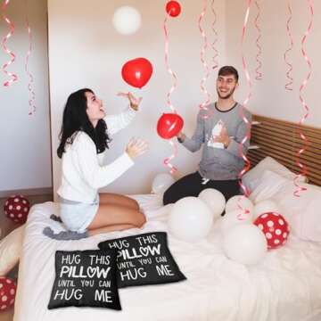 Sufamb Hug This Pillow Until You Can Hug Me Throw Pillow Covers, 18 x 18 Pillow Case, for Boyfriend Girlfriend Birthday Gifts, Long Distance Relationships Gifts (Black)(18x18in)