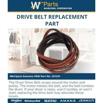 Whirlpool 341241 Dryer Drum Belt, White