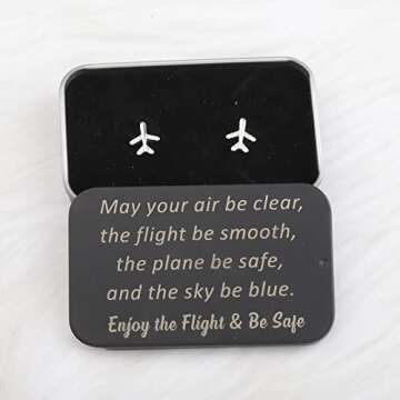Airplane Stud Earrings Aircraft Earrings Aircraft Pendant Flight Attendant Jewelry Pilot Gifts for Aviation Traveler Women (Silver)