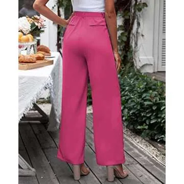 GRAPENT Maternity Dress Pants Womens Business Pants Dress Slacks Business Casual Pants for Women Plus Size Pants Womens Slacks Elastic Waist with Pockets Color Magenta Size X-Large Size 16 Size 18