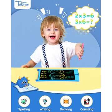 TEKFUN 2 Pack LCD Writing Tablet with Pen Cord, 8.5in Erasable Doodle Board Mess Free Drawing Pad fo...