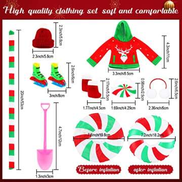 9PCS Christmas Elf Doll Accessories Clothing Includes Ear Muffs, Scarf, Sweater, Boot, Inflatable Snow Tube, Mask, Hat, Ice Skates, Shovel for Elf Doll Decor (Sweater)