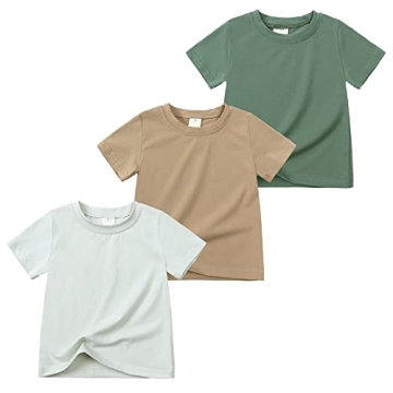 ZFTTZYMX Baby Boys Girls Short Sleeve T-Shirts 3-Pack Toddler Kids Summer Casual Solid Cotton O-Neck...