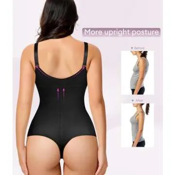 YERKOAD Women Shapewear Bodysuit Latex Waist Trainer Full Body Shaper Tummy Control Fajas Colombianas Zipper Open Bust Corset (Medium, Black)