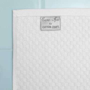 COTTON CRAFT- Euro Spa Set of 4 Luxury Waffle Weave Bath Towels, Oversized Pure Ringspun Cotton, 30 ...