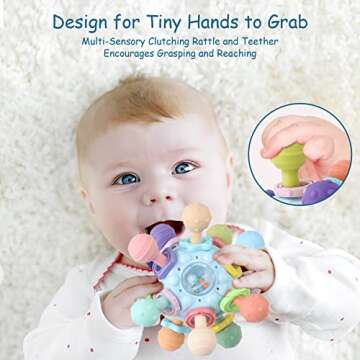 Baby Teething Toys - Infant Sensory Chew Rattles Toys - Newborn Montessori Learning Developmental To...
