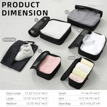 BAGAIL 4 Set/6 Set/8 Set Compression Packing Cubes Travel Accessories Expandable Packing Organizers ...