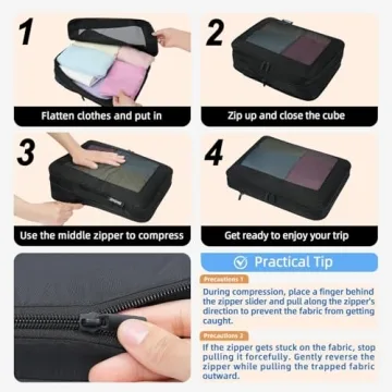 BAGAIL Compression Packing Cubes - Space Saving Travel Organizers