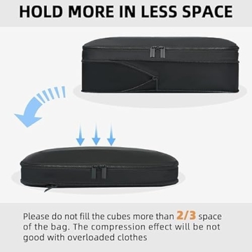 BAGAIL Compression Packing Cubes - Space Saving Travel Organizers