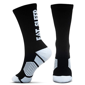 ChalkTalkSPORTS Wrestling Performance Crew Socks - Eat Sleep Wrestle - Mid-Calf Socks - Youth