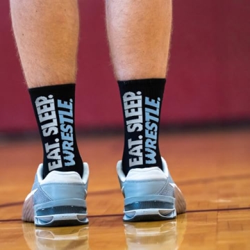 ChalkTalkSPORTS Wrestling Performance Crew Socks - Eat Sleep Wrestle - Mid-Calf Socks - Youth