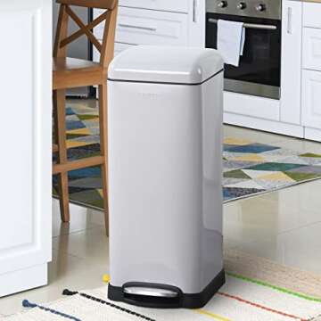 happimess HPM1007C Betty Retro 8-Gallon Step-Open Trash Can with Soft-Close Lid, Fingerprint Resista...