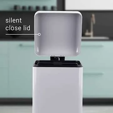 happimess HPM1007C Betty Retro 8-Gallon Step-Open Trash Can with Soft-Close Lid, Fingerprint Resistant, Modern, Minimalistic for Home, Kitchen, Laundry Room, Office, Bedroom, Bathroom, Gray