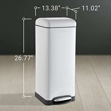 happimess HPM1007C Betty Retro 8-Gallon Step-Open Trash Can with Soft-Close Lid, Fingerprint Resistant, Modern, Minimalistic for Home, Kitchen, Laundry Room, Office, Bedroom, Bathroom, Gray