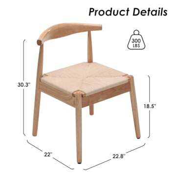 Soohow Dining Chairs Set of 2, Mid Century Modern Kitchen & Dining Room Chairs for Dining Room, Wove...