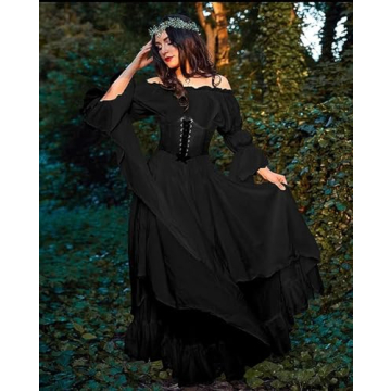 BITSEACOCO Medieval Victorian Off Shoulder Dress