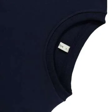 Amazhiyu Women's Cropped Sweatshirt French Terry Crew Neck Long Sleeve Pullover Cetacean Blue, Medium