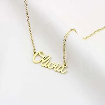 Gifts for Women 18K Gold Chain Plated Stainless Steel Personalized Necklaces Birthday Jewelry for Women Olivia